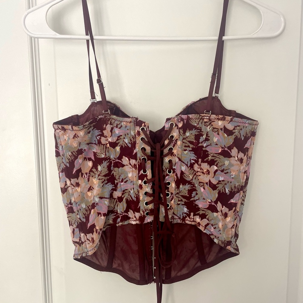 Urban outfitters printed lace up corset top